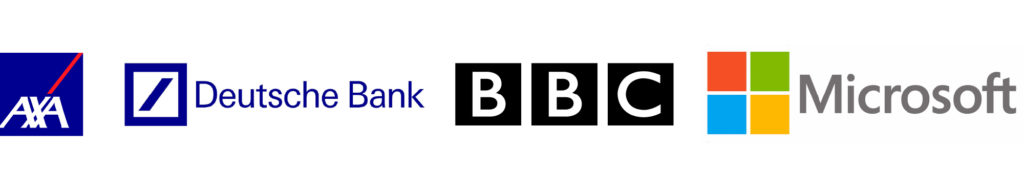 logo Axa, logo deutsch bank, logo BBC, logo Microsoft